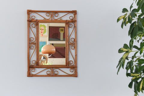 Vintage Rectangular Bamboo Mirror
