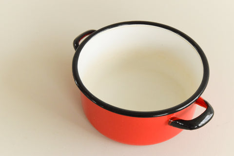 Vintage Red Enamel Pan