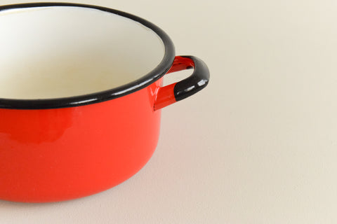 Vintage Red Enamel Pan
