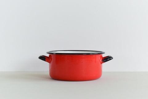 Vintage Red Enamel Pan