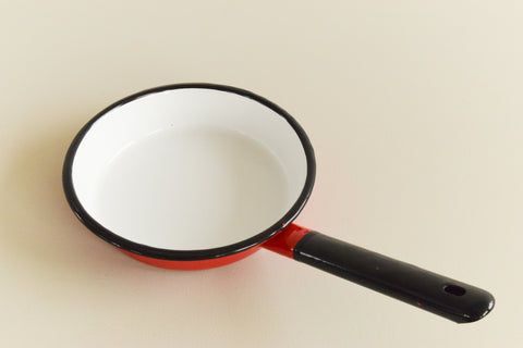 Vintage Red Enamel Frying Pan