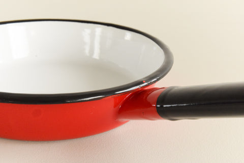 Vintage Red Enamel Frying Pan