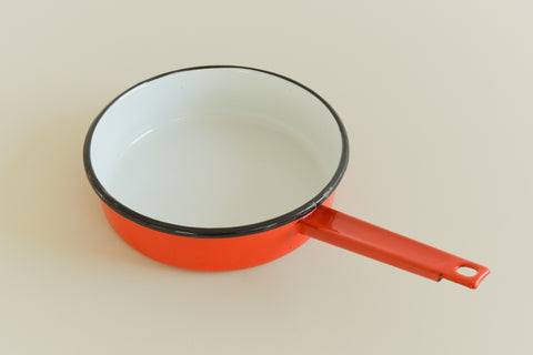 Vintage Red Enamel Frying Pan