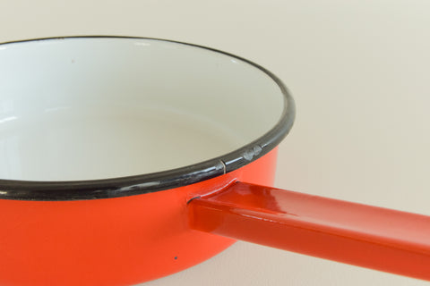 Vintage Red Enamel Frying Pan