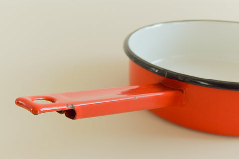 Vintage Red Enamel Frying Pan