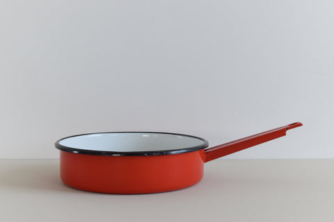 Vintage Red Enamel Frying Pan