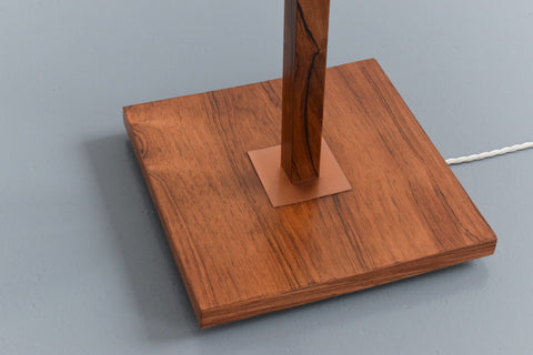 Vintage Rosewood and Copper Floor Lamp with New Pleated Lamp Shade