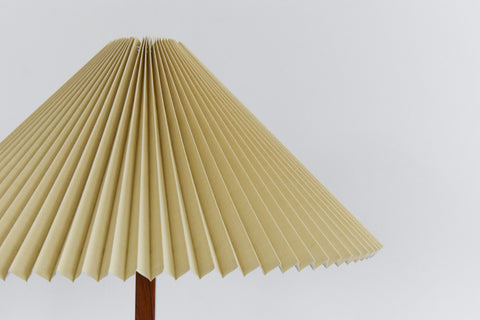 Vintage Rosewood and Copper Floor Lamp with New Pleated Lamp Shade