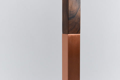 Vintage Rosewood and Copper Floor Lamp with New Pleated Lamp Shade