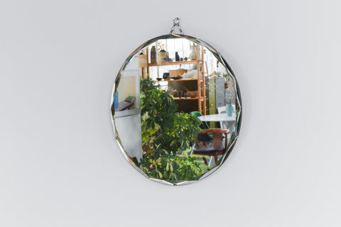 Vintage Round Frameless Bevelled Wall Mirror