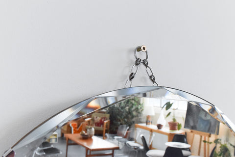 Vintage Round Frameless Bevelled Wall Mirror