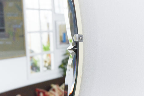 Vintage Round Frameless Bevelled Wall Mirror