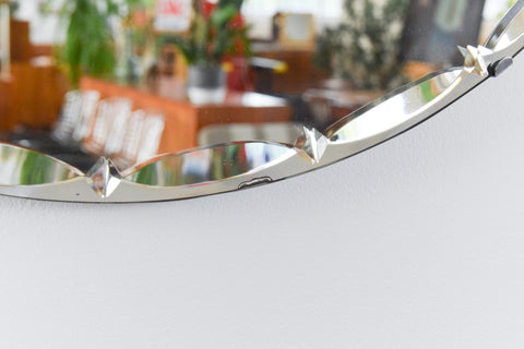 Vintage Round Frameless Bevelled Wall Mirror