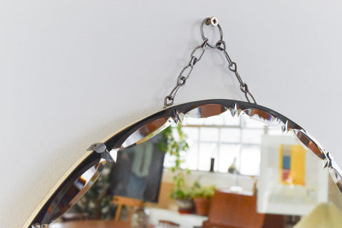 Vintage Round Frameless Bevelled Wall Mirror