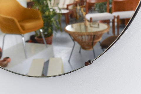 Vintage Round Frameless Wall Mirror