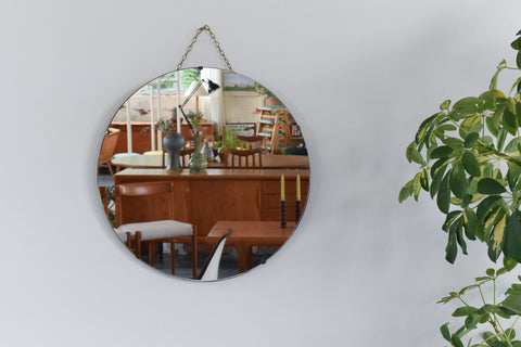 Vintage Round Frameless Wall Mirror