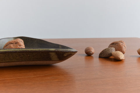 Vintage Rustic Ceramic Studio Pottery Triangular Tapas Bowl by Avis M. Loshak in Hawkshead