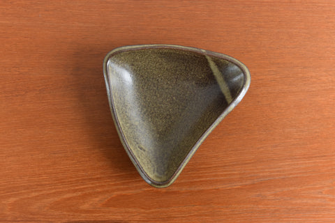 Vintage Rustic Ceramic Studio Pottery Triangular Tapas Bowl by Avis M. Loshak in Hawkshead