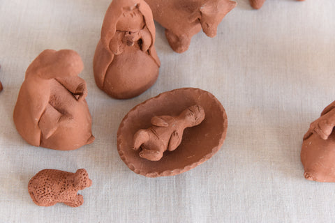Vintage Rustic Hand Made Folk Art Terracotta Nativity Set