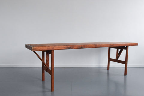 Vintage Rustic Wooden Folding Trestle Table