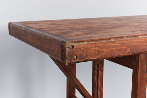 Vintage Rustic Wooden Folding Trestle Table