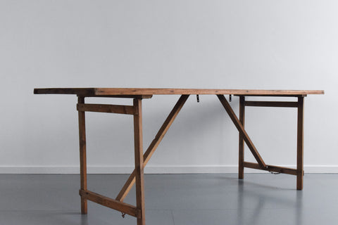 Vintage Rustic Wooden Folding Trestle Table