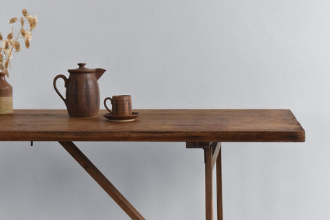 Vintage Rustic Wooden Folding Trestle Table
