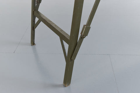 Vintage Rustic Wooden Folding Trestle Table with Metal Legs