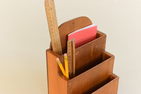 Vintage Rustic Wooden Stationary / Letter Rack