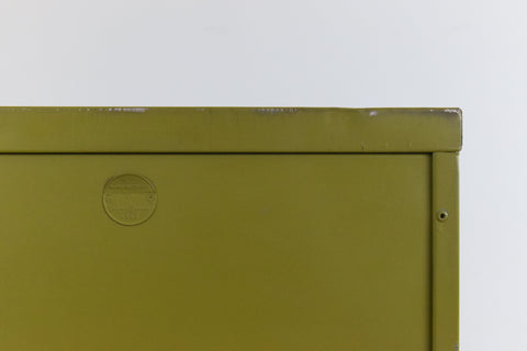 Vintage Sankey Sheldon Metal Avocado Green 4 Drawer Filing Cabinet