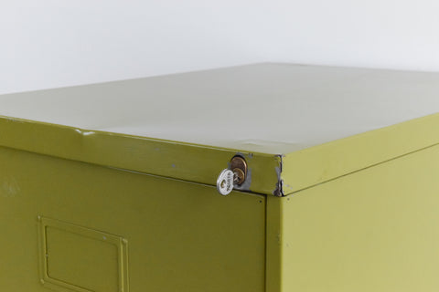 Vintage Sankey Sheldon Metal Avocado Green 4 Drawer Filing Cabinet