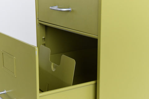 Vintage Sankey Sheldon Metal Avocado Green 4 Drawer Filing Cabinet