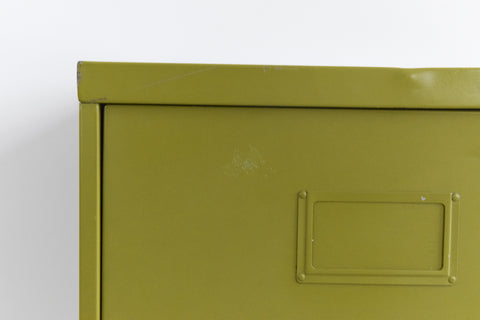 Vintage Sankey Sheldon Metal Avocado Green 4 Drawer Filing Cabinet