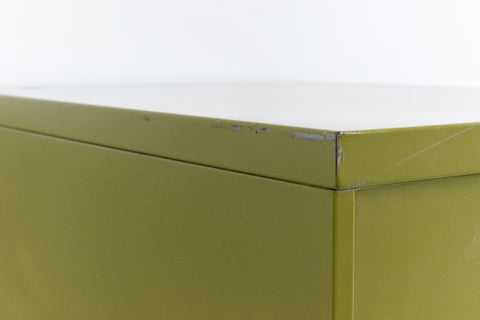 Vintage Sankey Sheldon Metal Avocado Green 4 Drawer Filing Cabinet