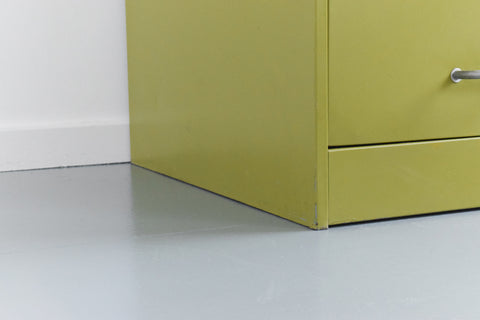 Vintage Sankey Sheldon Metal Avocado Green 4 Drawer Filing Cabinet