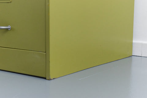 Vintage Sankey Sheldon Metal Avocado Green 4 Drawer Filing Cabinet