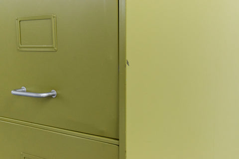 Vintage Sankey Sheldon Metal Avocado Green 4 Drawer Filing Cabinet