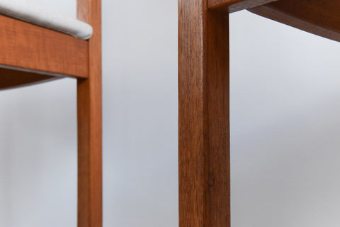 Vintage Set of 4 Bath Cabinet Makers Teak Dining Chairs