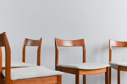 Vintage Set of 4 Bath Cabinet Makers Teak Dining Chairs