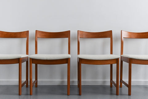 Vintage Set of 4 Bath Cabinet Makers Teak Dining Chairs