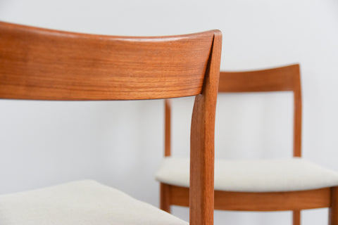 Vintage Set of 4 Bath Cabinet Makers Teak Dining Chairs
