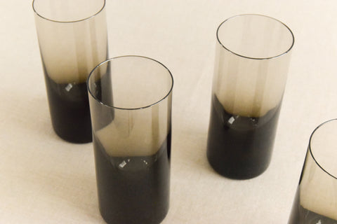 Vintage Set of 4 Smoke Glass Tumblers and Jug Set