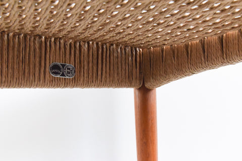 Vintage Set of Four Danish Teak Paper Cord Dining Chairs by Arne Hovmand Olsen for Mogens Kold Mobelfabrik