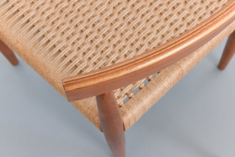 Vintage Set of Four Danish Teak Paper Cord Dining Chairs by Arne Hovmand Olsen for Mogens Kold Mobelfabrik