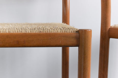Vintage Set of Four Bar Chair / Stool with Rattan Seat