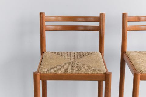 Vintage Set of Four Bar Chair / Stool with Rattan Seat