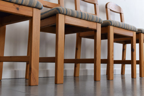 Vintage Set of Four Pine Dining Chairs