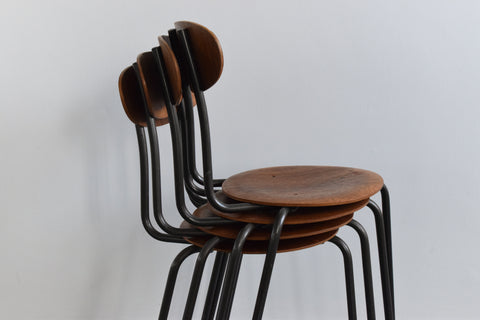 Vintage Set of Four Plywood Dot Chairs in the style of Fritz Hansen and Arne Jacobsen by Frederick Restall Ltd.