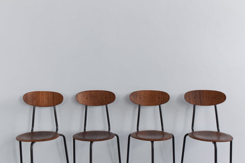 Vintage Set of Four Plywood Dot Chairs in the style of Fritz Hansen and Arne Jacobsen by Frederick Restall Ltd.