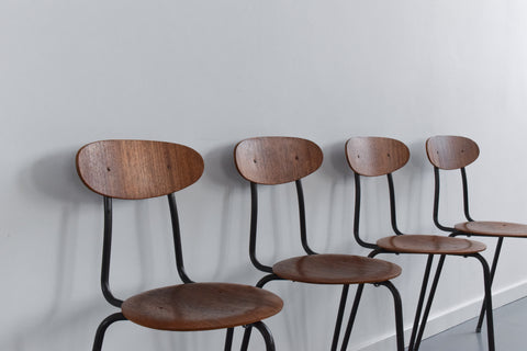 Vintage Set of Four Plywood Dot Chairs in the style of Fritz Hansen and Arne Jacobsen by Frederick Restall Ltd.